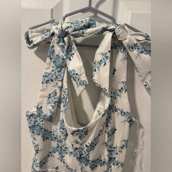 Altrd State Floral Blue and White Dress with bows on straps. Woman’s L(8/10) - Picture 3 of 7